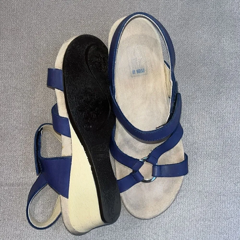 Wolky leather wood 2.5” wedge heel sandals